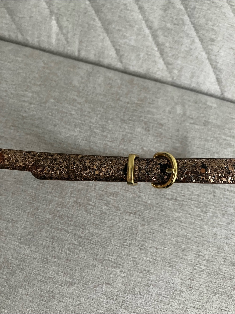 J. Crew Glitter Leather Belt with Gold Buckle
